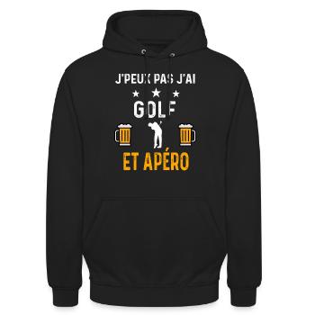 je peux pas j'ai golf golfeur et apéro golf - Sweat-shirt à capuche unisexe - noir - Devant - Alina (178cm) & Michal (187cm)