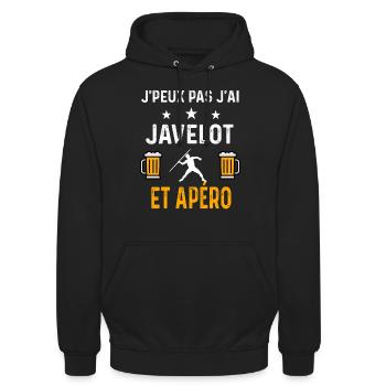 je peux pas j'ai javelot et apéro javelot - Sweat-shirt à capuche unisexe - noir - Devant - Alina (178cm) & Michal (187cm)