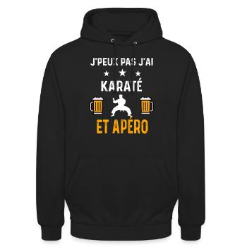 je peux pas j'ai karaté et apéro karaté - Sweat-shirt à capuche unisexe - noir - Devant - Alina (178cm) & Michal (187cm)
