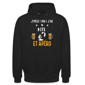 je peux pas j'ai kite et apéro kite - Sweat-shirt à capuche unisexe - noir - Devant - Alina (178cm) & Michal (187cm)