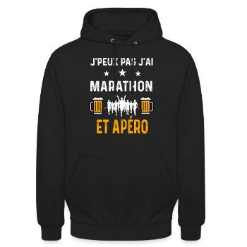je peux pas j'ai marathon et apéro marathon - Sweat-shirt à capuche unisexe - noir - Devant - Alina (178cm) & Michal (187cm)