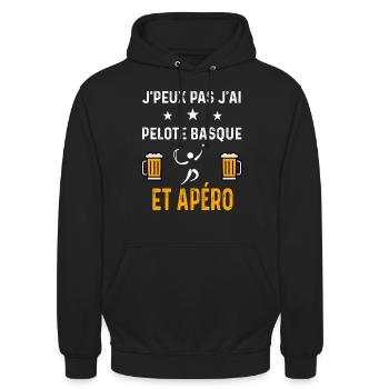 je peux pas j'ai pelote basque et apéro pelote - Sweat-shirt à capuche unisexe - noir - Devant - Alina (178cm) & Michal (187cm)