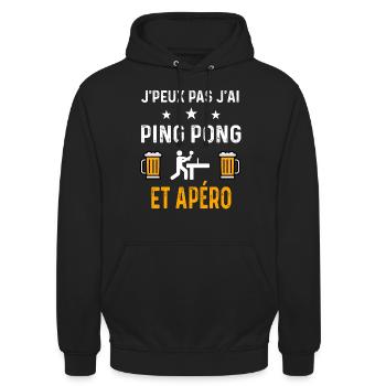 je peux pas j'ai ping pong et apéro ping pong - Sweat-shirt à capuche unisexe - noir - Devant - Alina (178cm) & Michal (187cm)