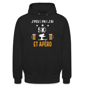 je peux pas j'ai ski et apéro ski - Sweat-shirt à capuche unisexe - noir - Devant - Alina (178cm) & Michal (187cm)
