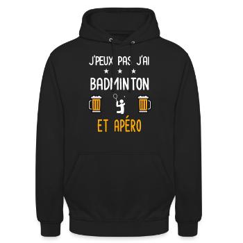 je peux pas j'ai badminton sport apéro - Sweat-shirt à capuche unisexe - noir - Devant - Alina (178cm) & Michal (187cm)