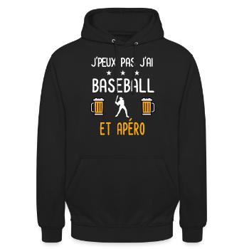 je peux pas j'ai baseball baseballeur apéro - Sweat-shirt à capuche unisexe - noir - Devant - Alina (178cm) & Michal (187cm)