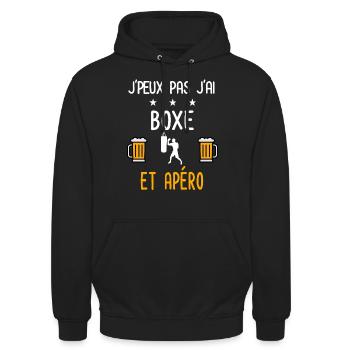 je peux pas j'ai boxe apéro - Sweat-shirt à capuche unisexe - noir - Devant - Alina (178cm) & Michal (187cm)