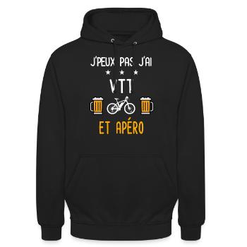 je peux pas j'ai VTT apéro - Sweat-shirt à capuche unisexe - noir - Devant - Alina (178cm) & Michal (187cm)