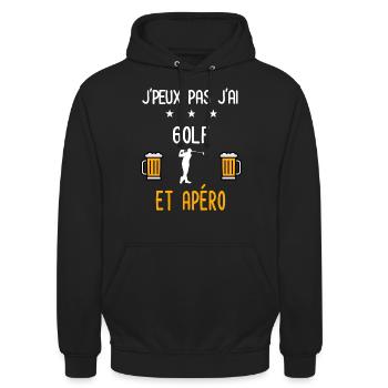 je peux pas j'ai golf apéro - Sweat-shirt à capuche unisexe - noir - Devant - Alina (178cm) & Michal (187cm)