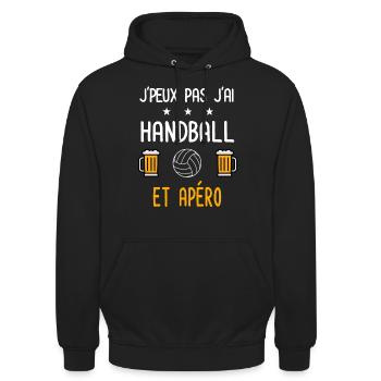 je peux pas j'ai handball apéro - Sweat-shirt à capuche unisexe - noir - Devant - Alina (178cm) & Michal (187cm)