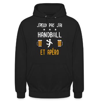 je peux pas j'ai handball joueur apéro - Sweat-shirt à capuche unisexe - noir - Devant - Alina (178cm) & Michal (187cm)