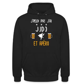 je peux pas j'ai judo judoka apéro - Sweat-shirt à capuche unisexe - noir - Devant - Alina (178cm) & Michal (187cm)