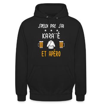 je peux pas j'ai karaté karategi apéro - Sweat-shirt à capuche unisexe - noir - Devant - Alina (178cm) & Michal (187cm)