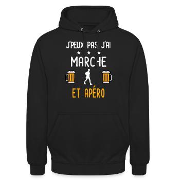 je peux pas j'ai marche apéro - Sweat-shirt à capuche unisexe - noir - Devant - Alina (178cm) & Michal (187cm)