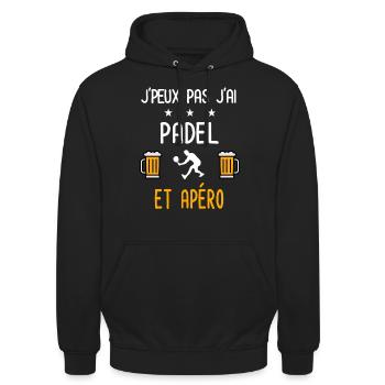 je peux pas j'ai padel apéro - Sweat-shirt à capuche unisexe - noir - Devant - Alina (178cm) & Michal (187cm)