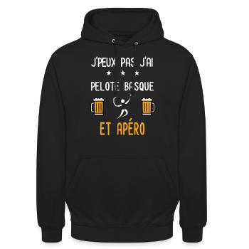 je peux pas j'ai pelote basque apéro - Sweat-shirt à capuche unisexe - noir - Devant - Alina (178cm) & Michal (187cm)