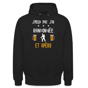 je peux pas j'ai randonnée apéro - Sweat-shirt à capuche unisexe - noir - Devant - Alina (178cm) & Michal (187cm)