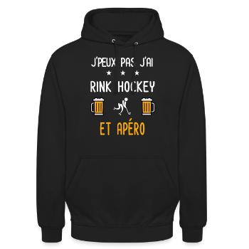 je peux pas j'ai rink hockey apéro - Sweat-shirt à capuche unisexe - noir - Devant - Alina (178cm) & Michal (187cm)