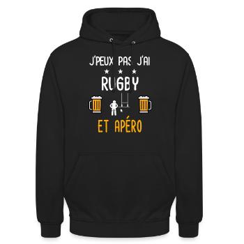 je peux pas j'ai rugby sport apéro - Sweat-shirt à capuche unisexe - noir - Devant - Alina (178cm) & Michal (187cm)