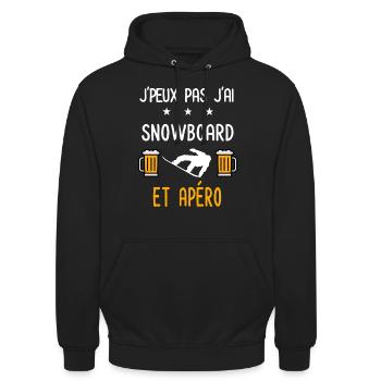 je peux pas j'ai snowboard apéro - Sweat-shirt à capuche unisexe - noir - Devant - Alina (178cm) & Michal (187cm)