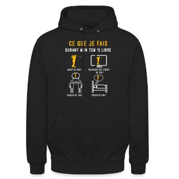 golf sport temps libre cadeau golfeur - Sweat-shirt à capuche unisexe - noir - Devant - Alina (178cm) & Michal (187cm)