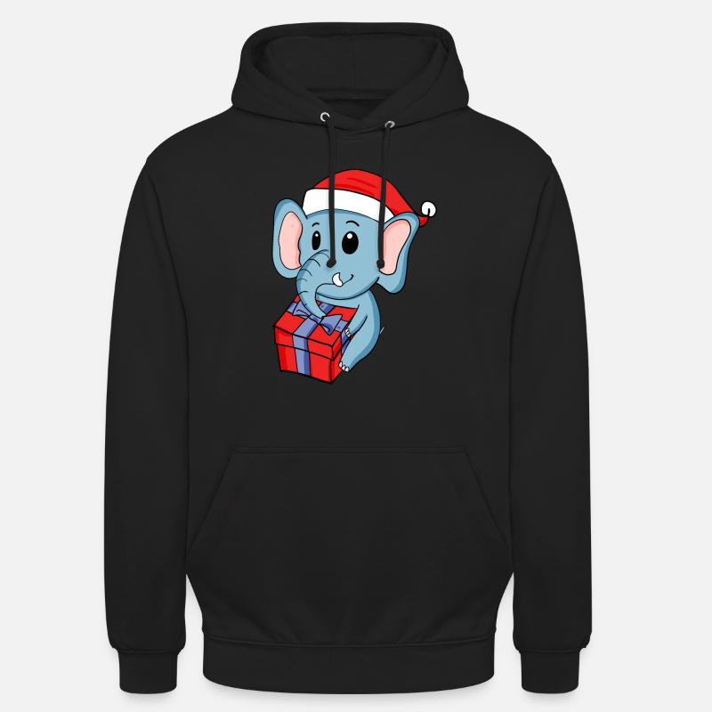 Éléphant de Noël avec cadeaux - Sweat-shirt à capuche unisexe - noir
