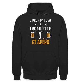 je peux pas j'ai trompette et apéro - Sweat-shirt à capuche unisexe - noir - Devant - Alina (178cm) & Michal (187cm)