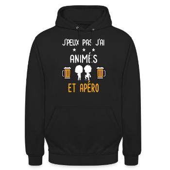 je peux pas animés - Sweat-shirt à capuche unisexe - noir - Devant - Alina (178cm) & Michal (187cm)