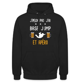 je peux pas base jump - Sweat-shirt à capuche unisexe - noir - Devant - Alina (178cm) & Michal (187cm)