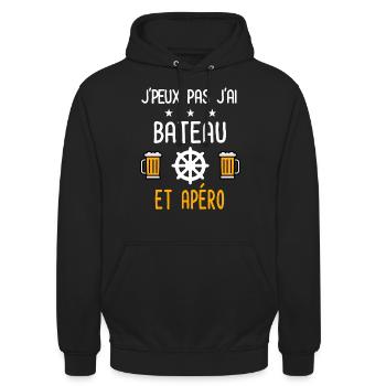 je peux pas bateau gouvernail - Sweat-shirt à capuche unisexe - noir - Devant - Alina (178cm) & Michal (187cm)