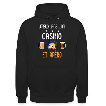 je peux pas casino - Sweat-shirt à capuche unisexe - noir - Devant - Alina (178cm) & Michal (187cm)