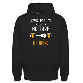 je peux pas guitare - Sweat-shirt à capuche unisexe - noir - Devant - Alina (178cm) & Michal (187cm)
