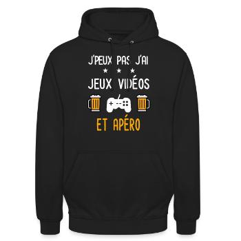 je peux pas jeux vidéos - Sweat-shirt à capuche unisexe - noir - Devant - Alina (178cm) & Michal (187cm)