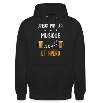 je peux pas musique - Sweat-shirt à capuche unisexe - noir - Devant - Alina (178cm) & Michal (187cm)