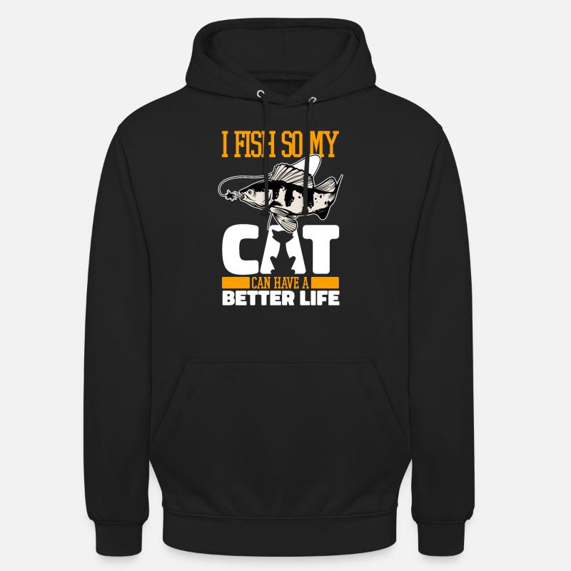 Pêcheur Chat de pêche - Sweat-shirt à capuche unisexe - noir