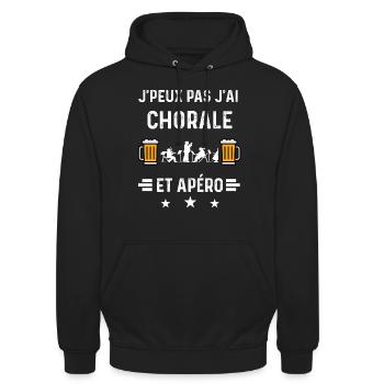 j'peux pas j'ai chorale music et apéro - Sweat-shirt à capuche unisexe - noir - Devant - Alina (178cm) & Michal (187cm)