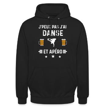 j'peux pas j'ai danse danceur et apéro - Sweat-shirt à capuche unisexe - noir - Devant - Alina (178cm) & Michal (187cm)