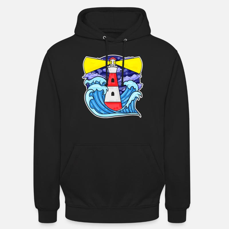 Phare Côte Mer Mer - Sweat-shirt à capuche unisexe - noir