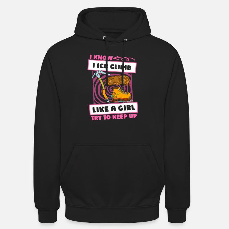 Filles grimpeuses sur glace - Sweat-shirt à capuche unisexe - noir