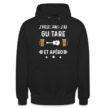 j'peux pas j'ai guitare et apéro - Sweat-shirt à capuche unisexe - noir - Devant - Alina (178cm) & Michal (187cm)