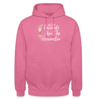 Christ Christianisme Résurrection - Sweat-shirt à capuche unisexe - rose - Devant - Alina (178cm) & Michal (187cm)
