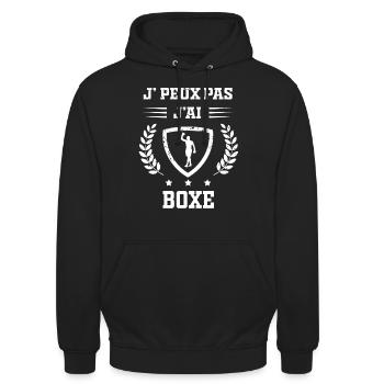 Je peux pas j'ai boxe homme humour - Sweat-shirt à capuche unisexe - noir - Devant - Alina (178cm) & Michal (187cm)