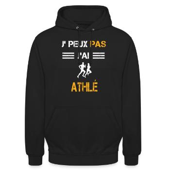 Je peux pas j'ai athlé cadeau athlète - Sweat-shirt à capuche unisexe - noir - Devant - Alina (178cm) & Michal (187cm)