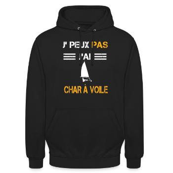 Je peux pas j'ai char à voile cadeau conducteur - Sweat-shirt à capuche unisexe - noir - Devant - Alina (178cm) & Michal (187cm)