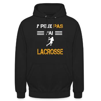 Je peux pas j'ai lacrosse cadeau hockeyeur - Sweat-shirt à capuche unisexe - noir - Devant - Alina (178cm) & Michal (187cm)
