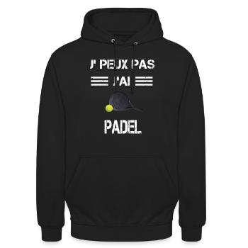 Je peux pas j'ai padel raquette - Sweat-shirt à capuche unisexe - noir - Devant - Alina (178cm) & Michal (187cm)