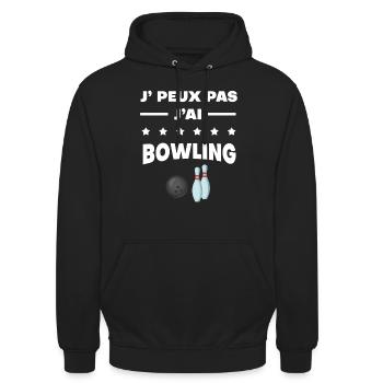 Je peux pas j'ai bowling quilles - Sweat-shirt à capuche unisexe - noir - Devant - Alina (178cm) & Michal (187cm)