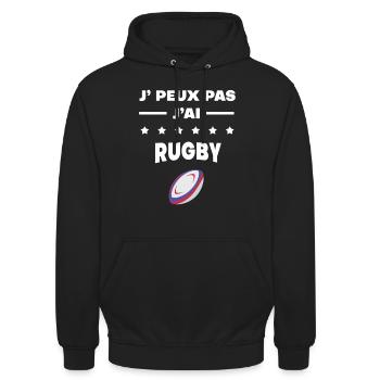Je peux pas j'ai rugby ballon - Sweat-shirt à capuche unisexe - noir - Devant - Alina (178cm) & Michal (187cm)