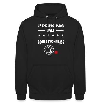 Je peux pas j'ai boule lyonnaise cadeau boules - Sweat-shirt à capuche unisexe - noir - Devant - Alina (178cm) & Michal (187cm)