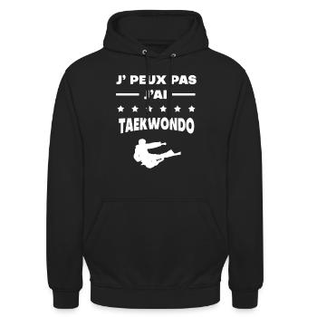 Je peux pas j'ai taekwondo cadeau taekwondo - Sweat-shirt à capuche unisexe - noir - Devant - Alina (178cm) & Michal (187cm)